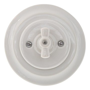 Reblig - Retro porcelænsdrejeafbryder med ramme nr. 1 hvid