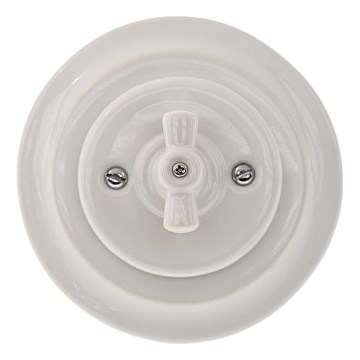 Reblig - Retro porcelænsdrejeafbryder med ramme nr. 7 i hvid
