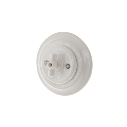 Reblig - Retro porcelænsdrejeafbryder med ramme nr. 7 i hvid