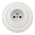Reblig - Retro porcelænsstikkontakt til bolig med ramme 250V/16A hvid