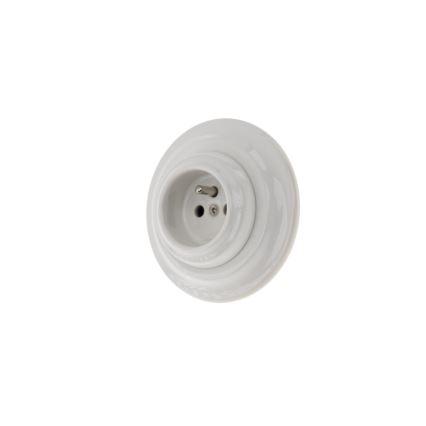 Reblig - Retro porcelænsstikkontakt til bolig med ramme 250V/16A hvid