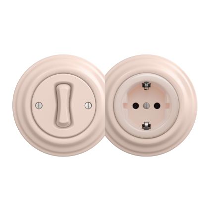 Reblig - Retro rammefri stikkontakt til hjemmet SCHUKO 230V/16A, gammelrosa