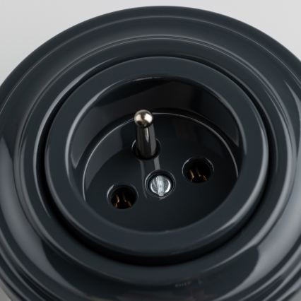 Reblig - Retro stikkontakt med ramme, 230 V, antracit