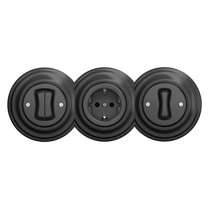 Reblig - Retro stikkontakt til bolig uden ramme SCHUKO 230V/16A antracit