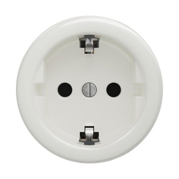 Reblig - Retro stikkontakt til bolig uden ramme SCHUKO 230V/16A keramisk hvid