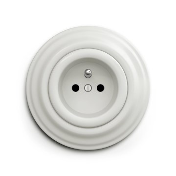 Reblig - Retro stikkontakt til hjemmet med ramme, 230 V, keramisk, hvid