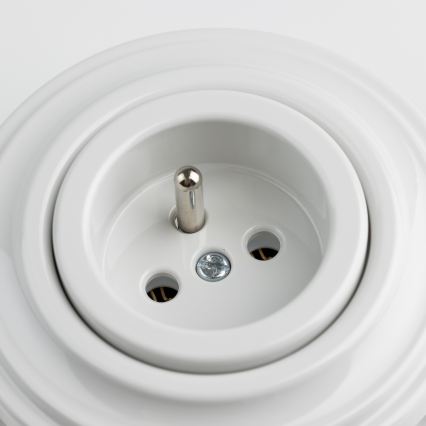 Reblig - Retro stikkontakt til hjemmet med ramme, 230 V, keramisk, hvid