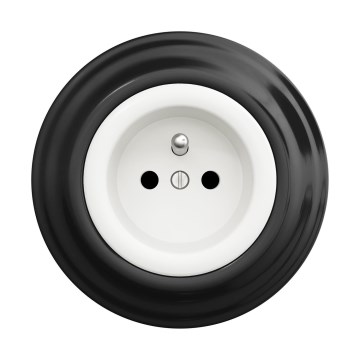 Reblig - Retro stikkontakt til hjemmet med ramme, 230 V, snehvid/sort