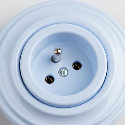 Reblig - Retro stikkontakt til hjemmet med ramme 230V blå