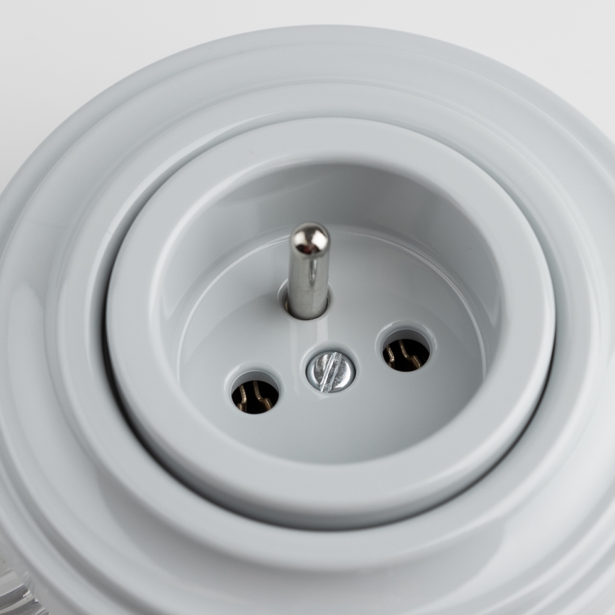 Reblig - Retro stikkontakt til hjemmet med ramme 230V grå