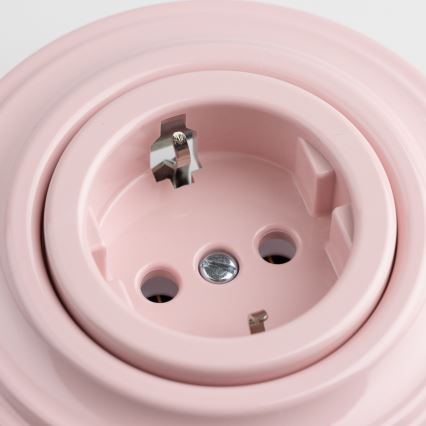 Reblig - Retro stikkontakt til hjemmet med ramme SCHUKO 230V/16A i gammelrosa