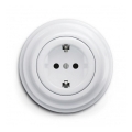 Reblig - Retro stikkontakt til hjemmet med ramme SCHUKO 230V/16A snehvid