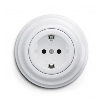 Reblig - Retro stikkontakt til hjemmet med ramme SCHUKO 230V/16A snehvid