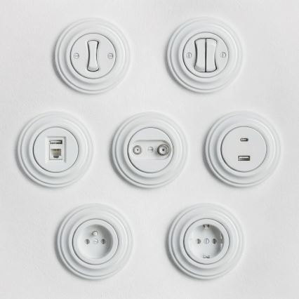 Reblig - Retro stikkontakt til hjemmet med ramme SCHUKO 230V/16A snehvid