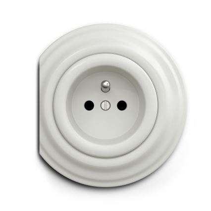 Reblig - Retro stikkontakt uden ramme 230V keramisk hvid