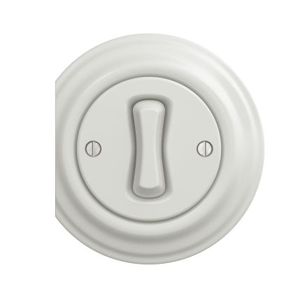 Reblig - Retro trykknap uden ramme, keramisk, hvid