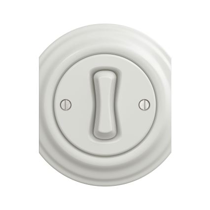 Reblig - Retro trykknap uden ramme, keramisk, hvid