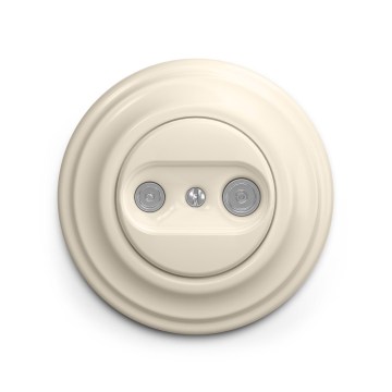Reblig - Retro TV- og FM-udtag (gennemgående) med ramme, beige