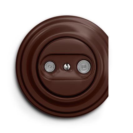 Reblig - Retro TV+R-udtag (endestykke) uden ramme, brun