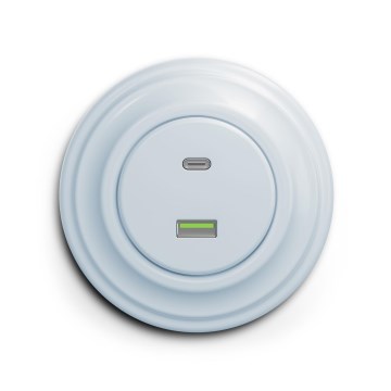 Reblig - Retro USB-stikkontakt A+C med ramme, blå