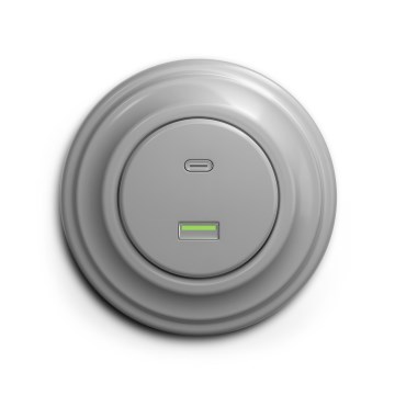 Reblig - Retro USB-udtag A+C med grå ramme