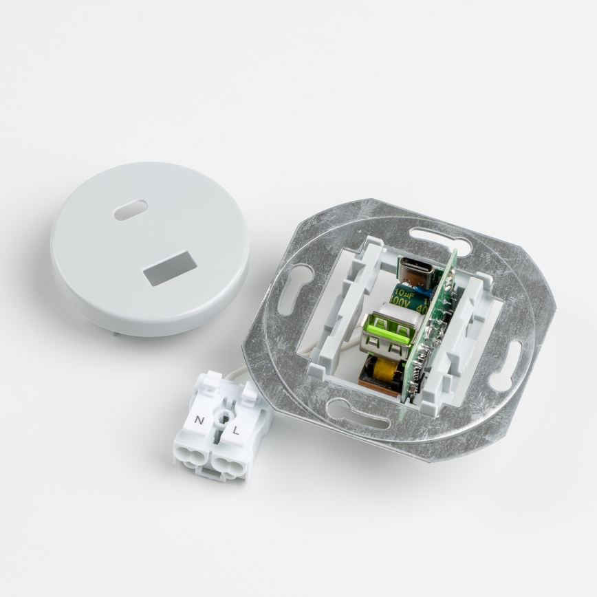 Reblig - Retro USB-udtag A+C med grå ramme