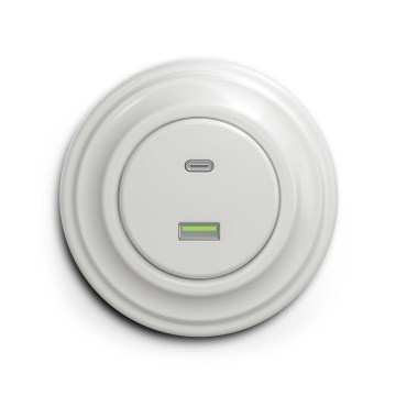 Reblig - Retro USB-udtag A+C med keramisk hvid ramme