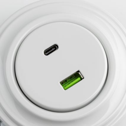 Reblig - Retro USB-udtag A+C med keramisk hvid ramme