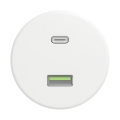 Reblig - Retro USB-udtag A+C, rammefri, snehvid