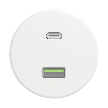 Reblig - Retro USB-udtag A+C, rammefri, snehvid