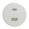 Reblig - Retro USB-udtag A+C, rammeløs, i hvid keramik