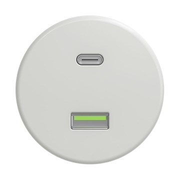 Reblig - Retro USB-udtag A+C, rammeløs, i hvid keramik