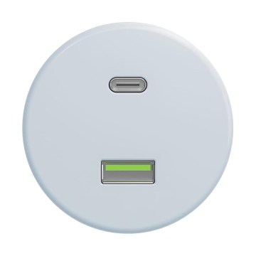 Reblig - Retro USB-udtag A+C, rammeløst, blå