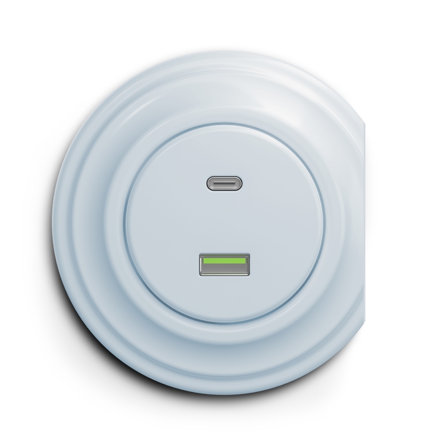 Reblig - Retro USB-udtag A+C, rammeløst, blå