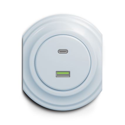 Reblig - Retro USB-udtag A+C, rammeløst, blå