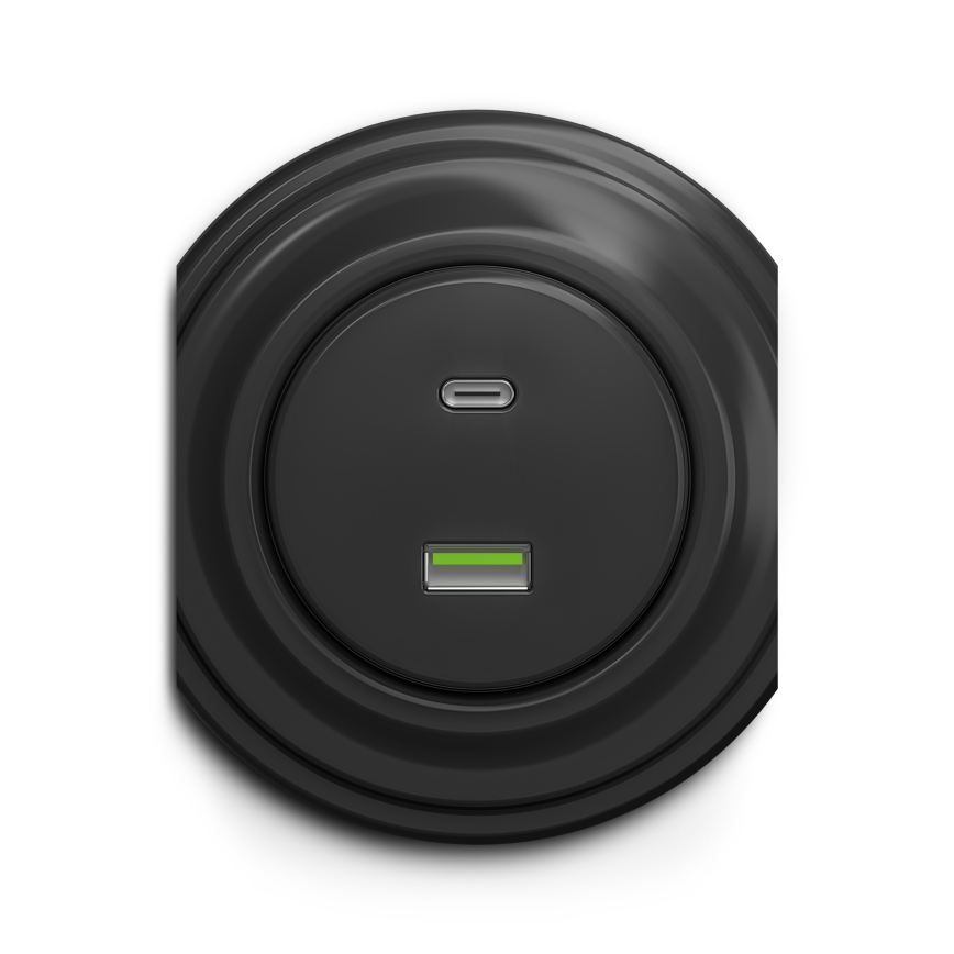 Reblig - Retro USB-udtag A+C uden ramme, anthracit