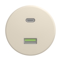 Reblig - Retro USB-udtag A+C uden ramme, beige