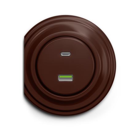 Reblig - Retro USB-udtag A+C uden ramme, brun