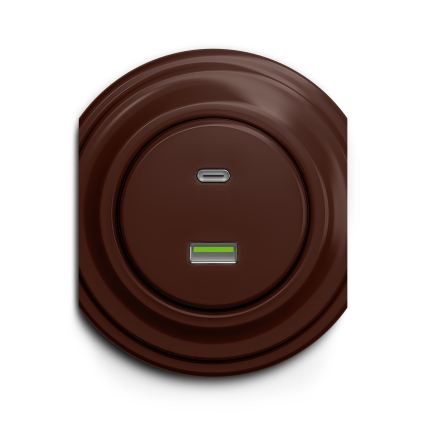 Reblig - Retro USB-udtag A+C uden ramme, brun