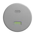 Reblig - Retro USB-udtag A+C uden ramme grå