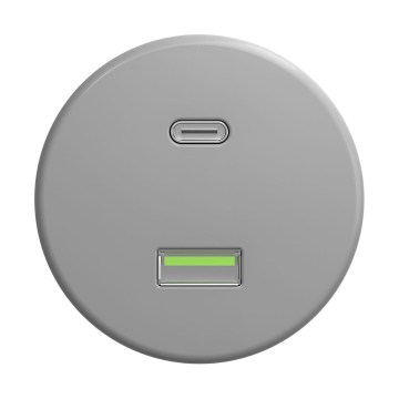 Reblig - Retro USB-udtag A+C uden ramme grå
