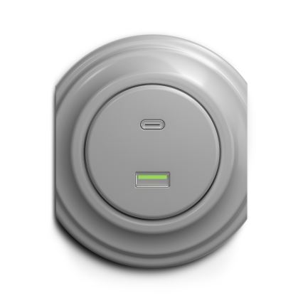 Reblig - Retro USB-udtag A+C uden ramme grå