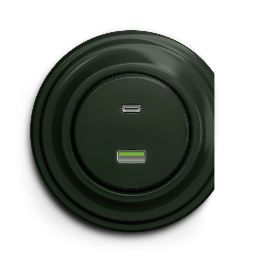 Reblig - Retro USB-udtag A+C uden ramme, grøn