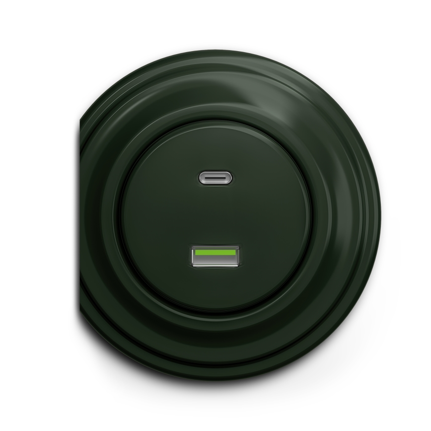 Reblig - Retro USB-udtag A+C uden ramme, grøn