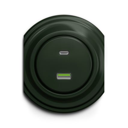 Reblig - Retro USB-udtag A+C uden ramme, grøn