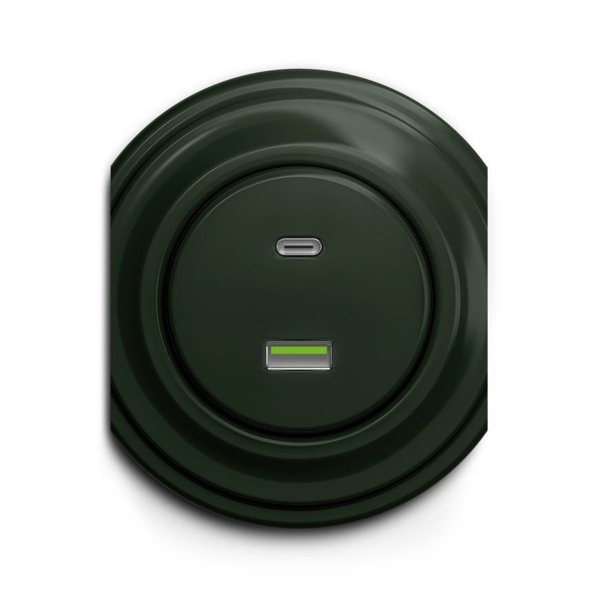 Reblig - Retro USB-udtag A+C uden ramme, grøn