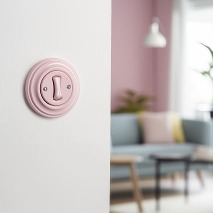 Reblig - Retroknap med ramme i støvet rosa