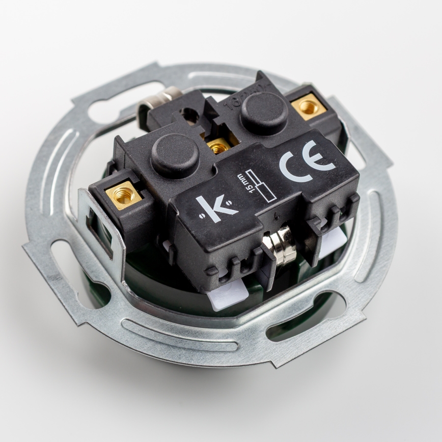 Reblig - Tredobbelt retro vægstikkontakt med ramme SCHUKO 230V grøn