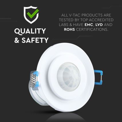 Recessed bevægelsessensor PIR 360° 400W/230V hvid