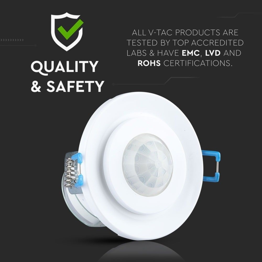 Recessed bevægelsessensor PIR 360° 400W/230V hvid